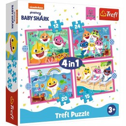 Puzzle 4w1 Baby Shark 34378 Trefl Rodzina Rekinów