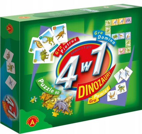 4w1 Dinozaury Puzzle Domino Pamięć Alexander Karty