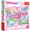 Puzzle 4w1 Jednorożce i magia 34389 Trefl