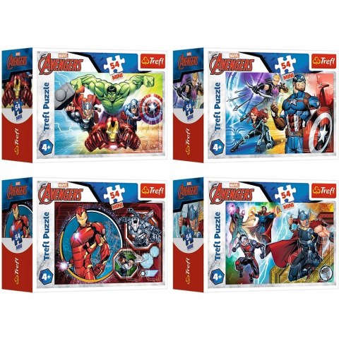 Puzzle Avengers Mini 4 x 54 elementy Trefl 4 szt 4w1 Bohaterowie Avengers