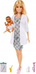 Lalka Barbie Pediatra Lekarka z bobasem GVK03