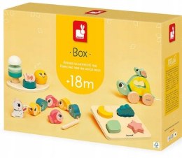 Zestaw drewnianych zabawek edukacyjnych Box 18 m+ Janod