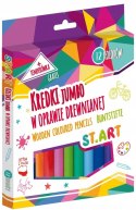 Kredki Jumbo ST.ART w Oprawie Drewnianej 12 Kolorów + Temperówka Gratis